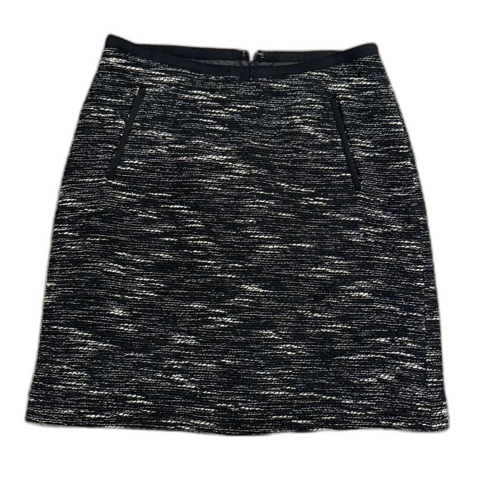 Talbots Wool Blend Black Tweed Pencil Mini Skirt Pockets Classic Size 2P